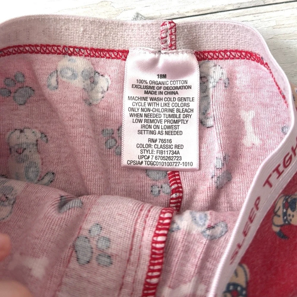 Faded Glory 18m Baby Boys Dog Print Pajamas Pjs Set Toddler Red Gray Top Pants
